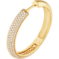 Olas d'Oro - 14K Yellow Gold 5-Row Diamond Pave Hoop Earrings - 1.0 Carat Total Diamond Weight