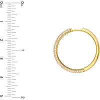Olas d'Oro - 14K Yellow Gold 5-Row Diamond Pave Hoop Earrings - 1.0 Carat Total Diamond Weight