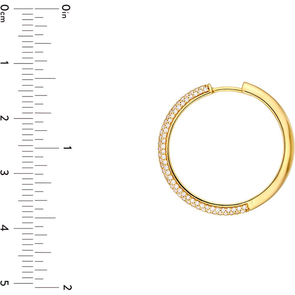 Olas d'Oro - 14K Yellow Gold 5-Row Diamond Pave Hoop Earrings - 1.0 Carat Total Diamond Weight