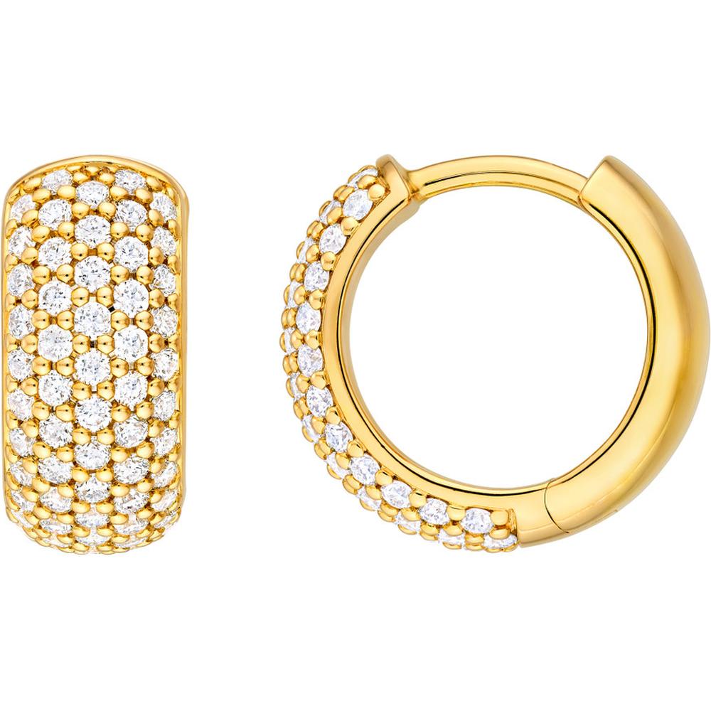 Olas d'Oro - 14K Yellow Gold 5-Row Diamond Pave Huggies - 0.54 Carat Total Diamond Weight