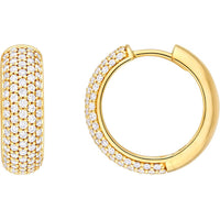 Olas d'Oro - 14K Yellow Gold 5 Row Pave Diamond Huggie Earrings - 0.81 Carat Total Diamond Weight