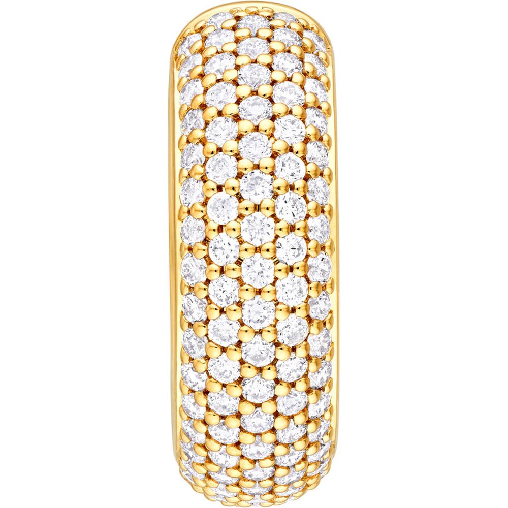 Olas d'Oro - 14K Yellow Gold 5 Row Pave Diamond Huggie Earrings - 0.81 Carat Total Diamond Weight