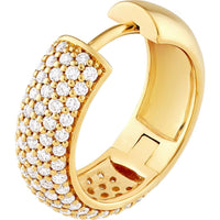 Olas d'Oro - 14K Yellow Gold 5 Row Pave Diamond Huggie Earrings - 0.81 Carat Total Diamond Weight