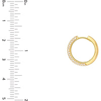 Olas d'Oro - 14K Yellow Gold 5 Row Pave Diamond Huggie Earrings - 0.81 Carat Total Diamond Weight