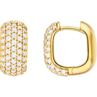 Olas d'Oro - 14K Yellow Gold 5-Row Pave Diamond Paper Clip Huggie Earrings - 0.88 Carat Total Diamond Weight
