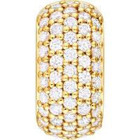 Olas d'Oro - 14K Yellow Gold 5-Row Pave Diamond Paper Clip Huggie Earrings - 0.88 Carat Total Diamond Weight