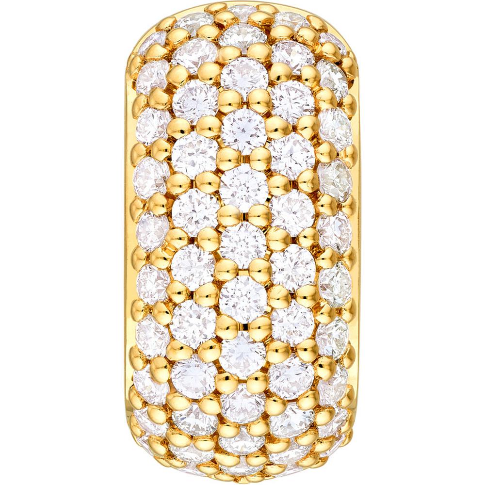 Olas d'Oro - 14K Yellow Gold 5-Row Pave Diamond Paper Clip Huggie Earrings - 0.88 Carat Total Diamond Weight