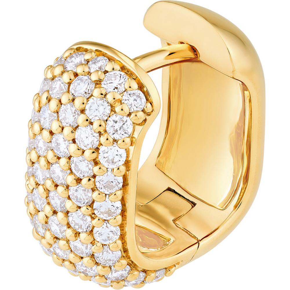 Olas d'Oro - 14K Yellow Gold 5-Row Pave Diamond Paper Clip Huggie Earrings - 0.88 Carat Total Diamond Weight