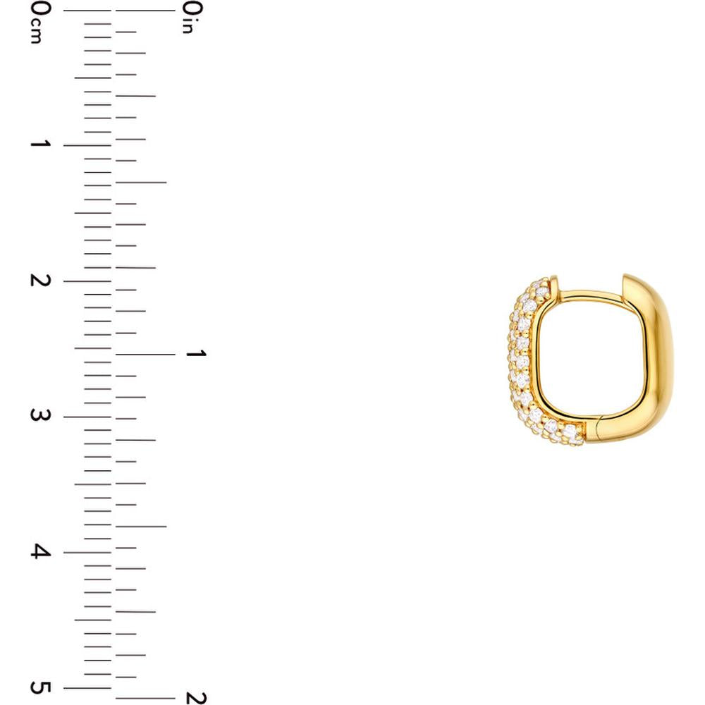 Olas d'Oro - 14K Yellow Gold 5-Row Pave Diamond Paper Clip Huggie Earrings - 0.88 Carat Total Diamond Weight