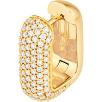 Olas d'Oro - 14K Yellow Gold 5-Row Pave Diamond Paper Clip Huggies - 1.33 Carat Total Diamond Weight