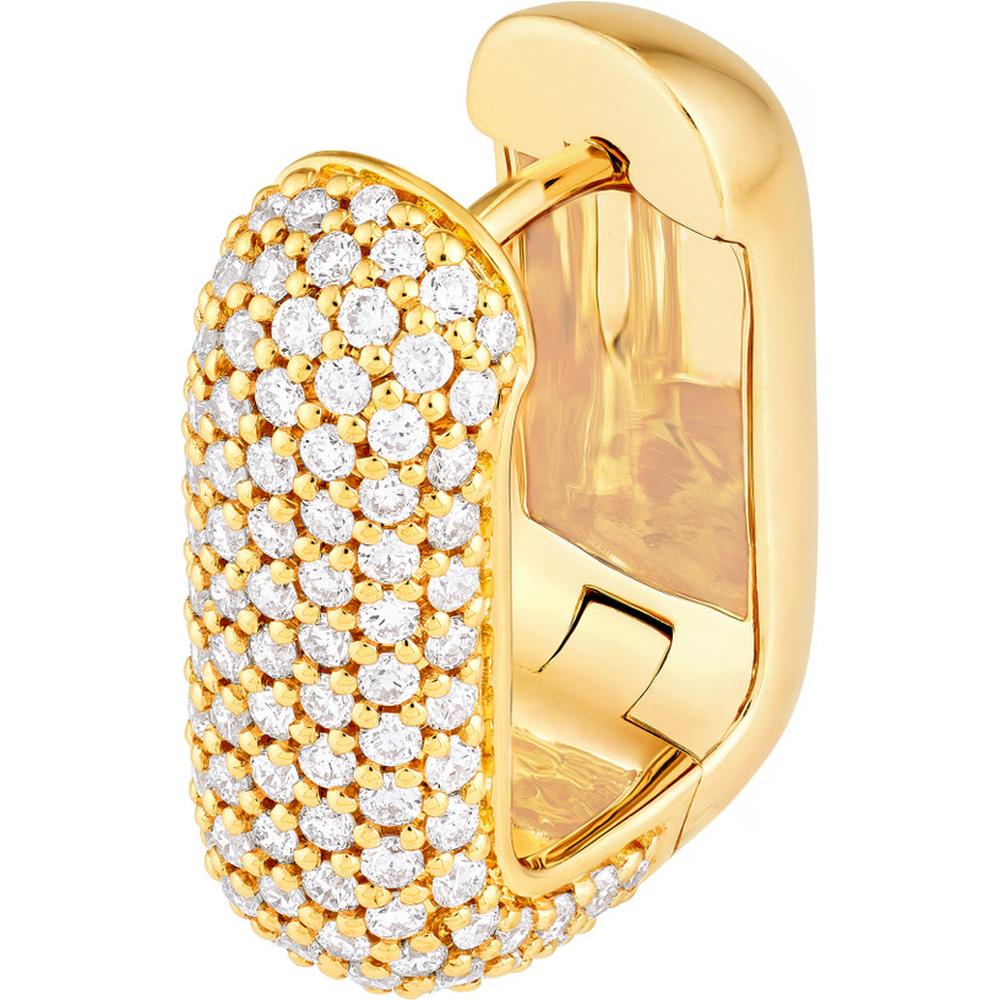 Olas d'Oro - 14K Yellow Gold 5-Row Pave Diamond Paper Clip Huggies - 1.33 Carat Total Diamond Weight