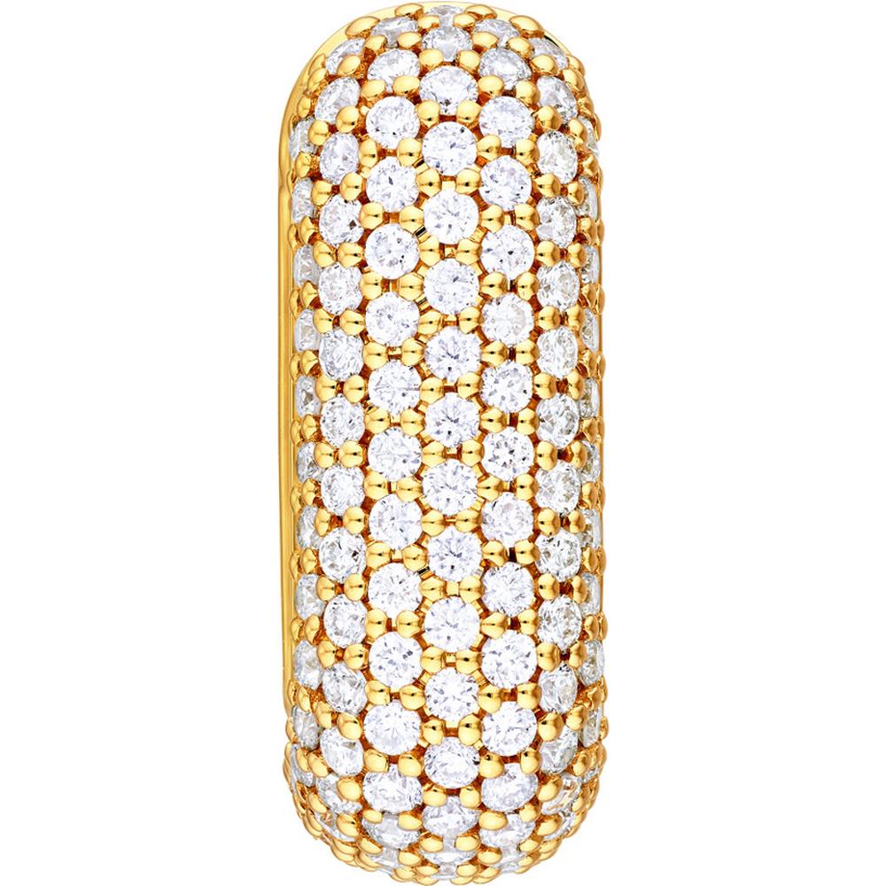 Olas d'Oro - 14K Yellow Gold 5-Row Pave Diamond Paper Clip Huggies - 1.33 Carat Total Diamond Weight