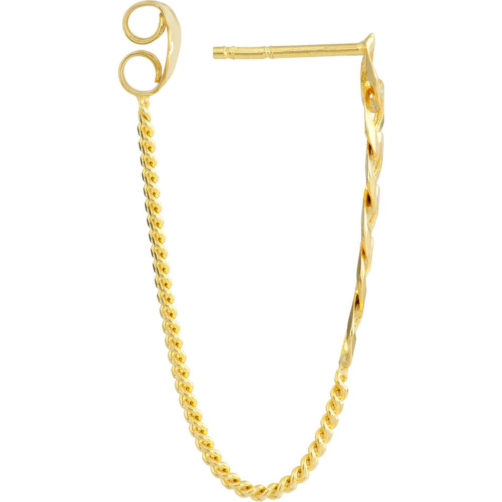 Olas d'Oro - 14K Yellow Gold 50/50 Curb Chain Front-to-Back Earrings - 1.33 Grams Total Weight