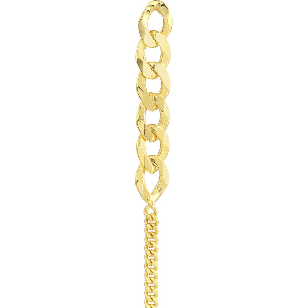 Olas d'Oro - 14K Yellow Gold 50/50 Curb Chain Front-to-Back Earrings - 1.33 Grams Total Weight