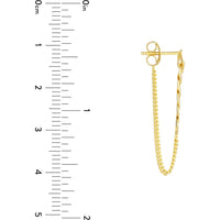 Olas d'Oro - 14K Yellow Gold 50/50 Curb Chain Front-to-Back Earrings - 1.33 Grams Total Weight