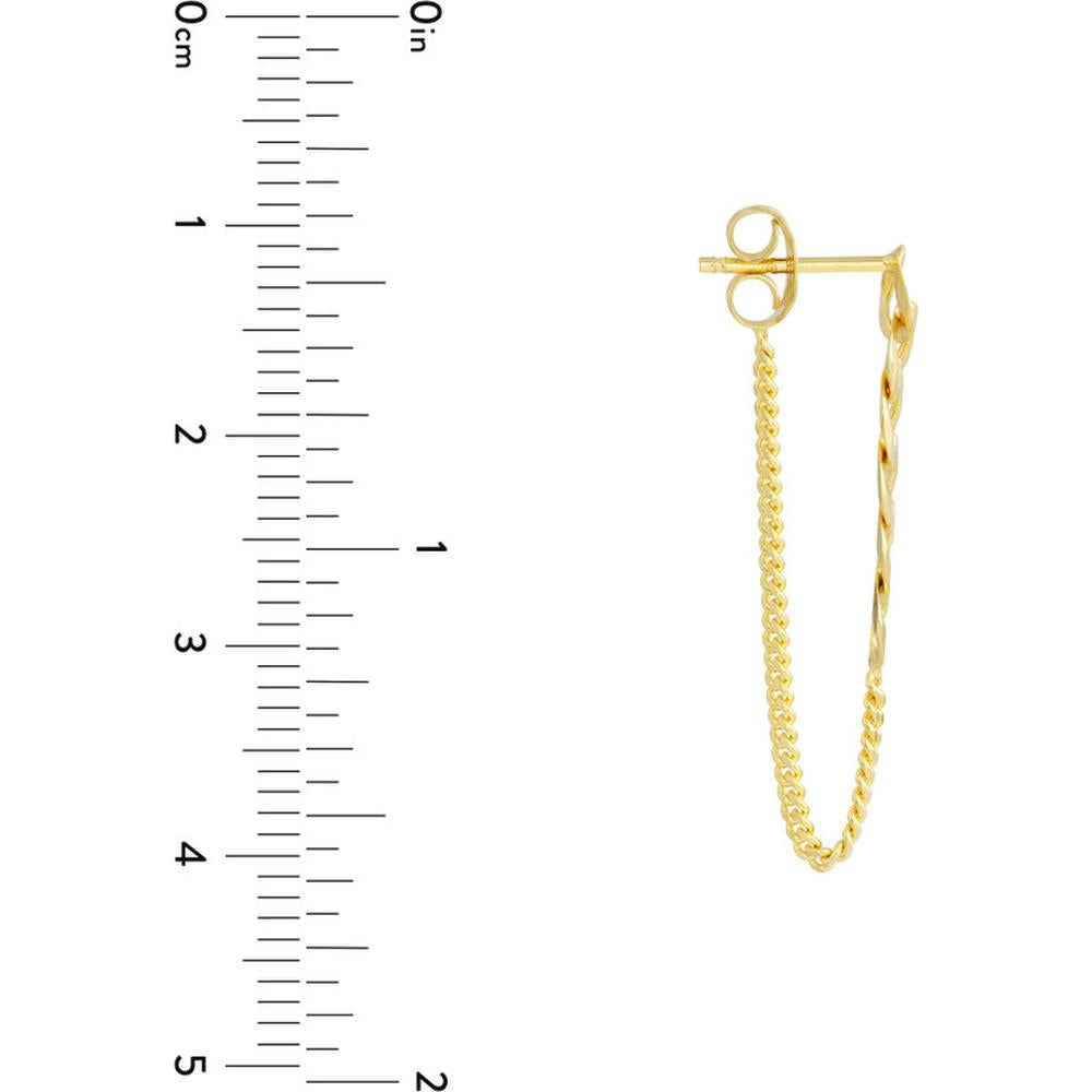 Olas d'Oro - 14K Yellow Gold 50/50 Curb Chain Front-to-Back Earrings - 1.33 Grams Total Weight