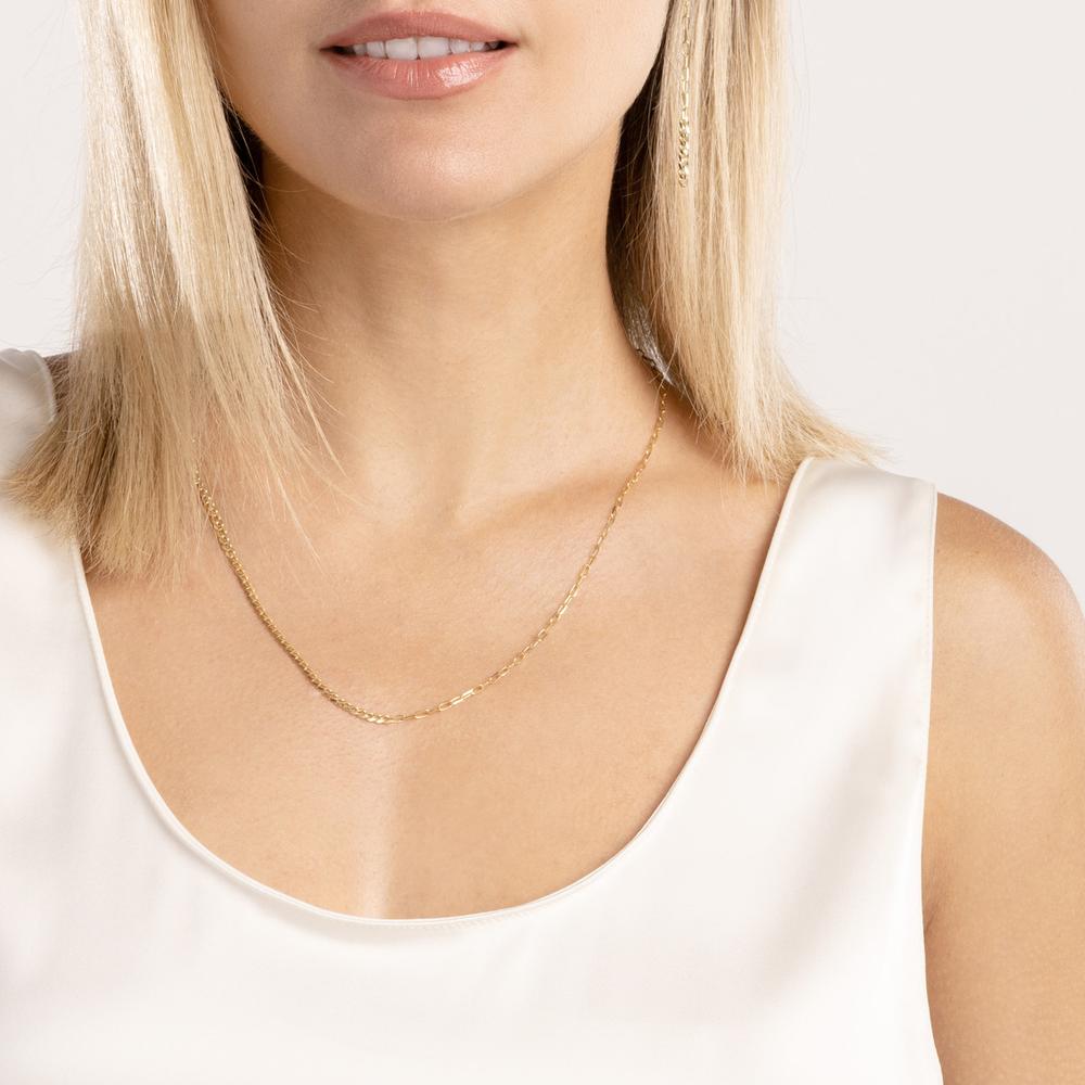 Olas d'Oro - 14K Yellow Gold 50/50 Paper Clip and Curb Chain Bracelet - 7.5 inches, Lobster Clasp, 2.2 Grams