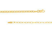 Olas d'Oro - 14K Yellow Gold 50/50 Paper Clip and Curb Chain Bracelet - 7.5 inches, Lobster Clasp, 2.2 Grams