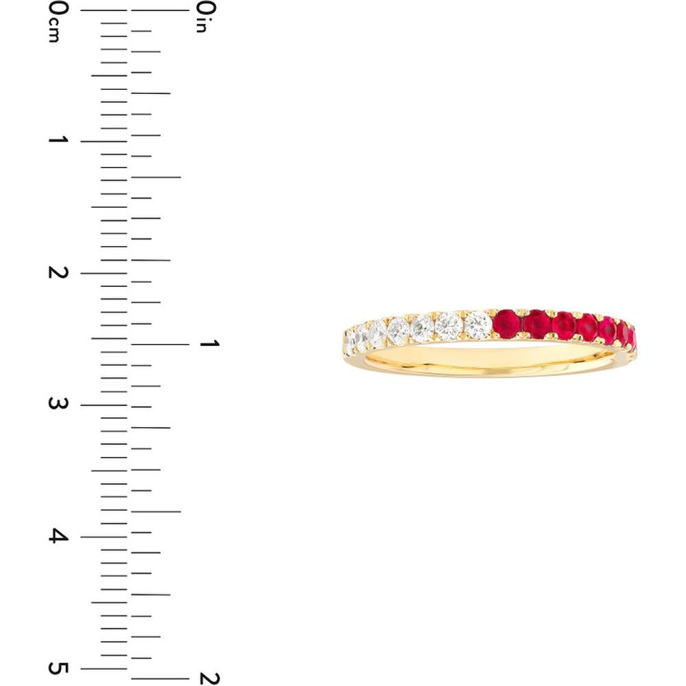 Olas d'Oro - 14K Yellow Gold 50/50 Ruby & Diamond Stackable Band - 0.64 Carat Total Gem Weight