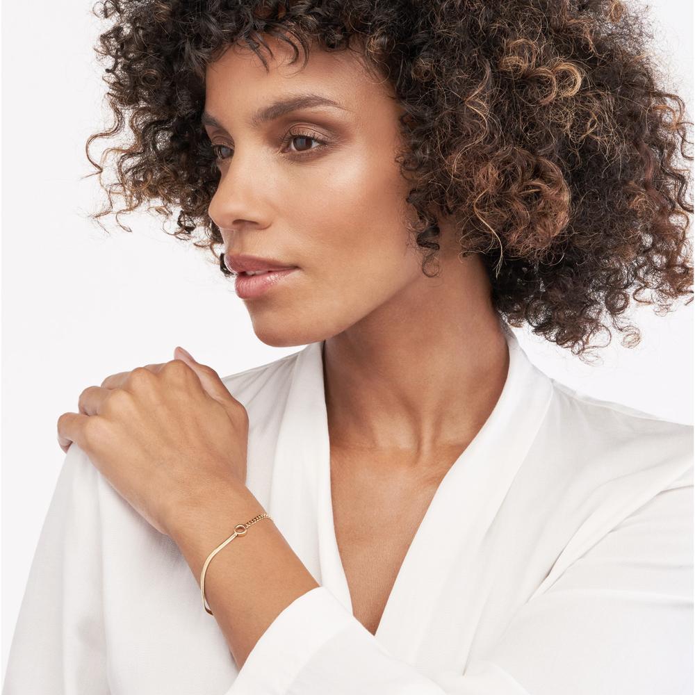 Olas d'Oro - 14K Yellow Gold 50/50 Snake + Curb Circle Station Bracelet - Adjustable Length