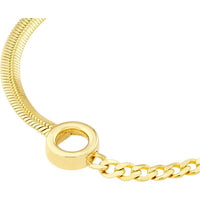 Olas d'Oro - 14K Yellow Gold 50/50 Snake + Curb Circle Station Bracelet - Adjustable Length