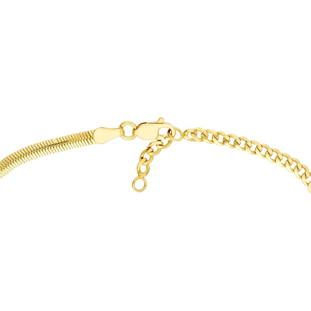 Olas d'Oro - 14K Yellow Gold 50/50 Snake + Curb Circle Station Bracelet - Adjustable Length