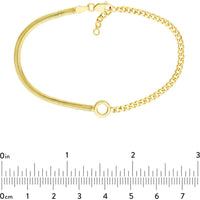 Olas d'Oro - 14K Yellow Gold 50/50 Snake + Curb Circle Station Bracelet - Adjustable Length