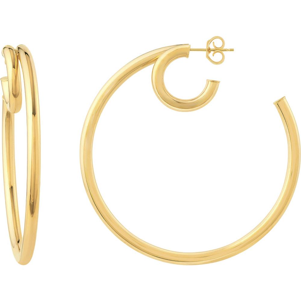 Olas d'Oro - 14K Yellow Gold 50mm Double Open Hoop Earrings