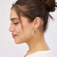 Olas d'Oro - 14K Yellow Gold 50mm Double Open Hoop Earrings