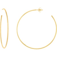Olas d'Oro - 14K Yellow Gold 50mm Thin Hoop Earrings with Post and Nut Closure Lightweight Design