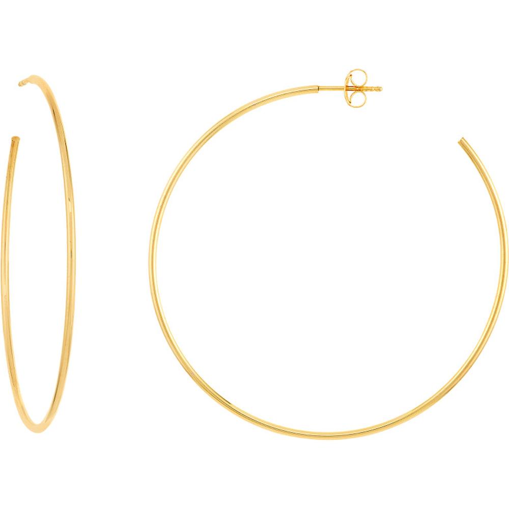Olas d'Oro - 14K Yellow Gold 50mm Thin Hoop Earrings with Post and Nut Closure Lightweight Design