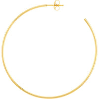 Olas d'Oro - 14K Yellow Gold 50mm Thin Hoop Earrings with Post and Nut Closure Lightweight Design