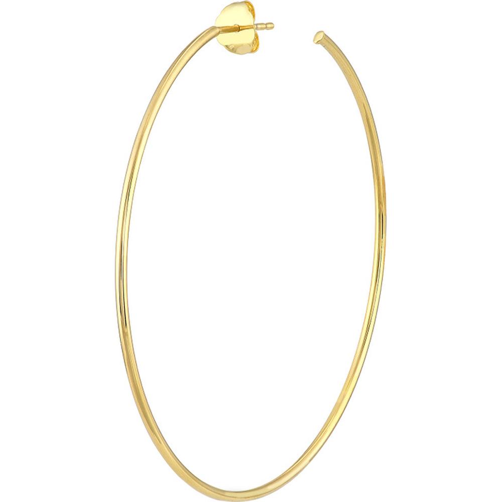 Olas d'Oro - 14K Yellow Gold 50mm Thin Hoop Earrings with Post and Nut Closure Lightweight Design