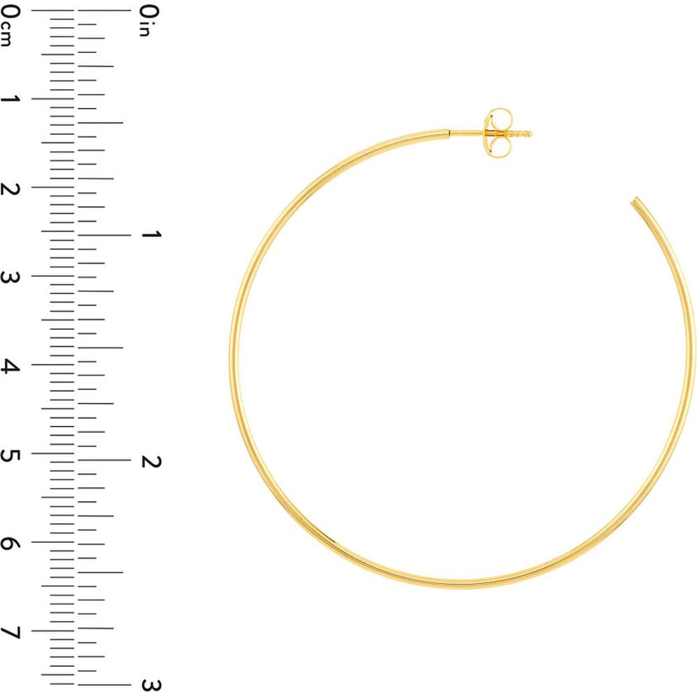 Olas d'Oro - 14K Yellow Gold 50mm Thin Hoop Earrings with Post and Nut Closure Lightweight Design