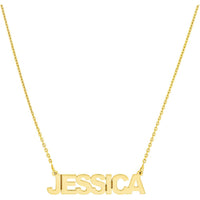 Olas d'Oro - 14K Yellow Gold 5mm Block Font Nameplate Necklace - Personalized with Custom Name