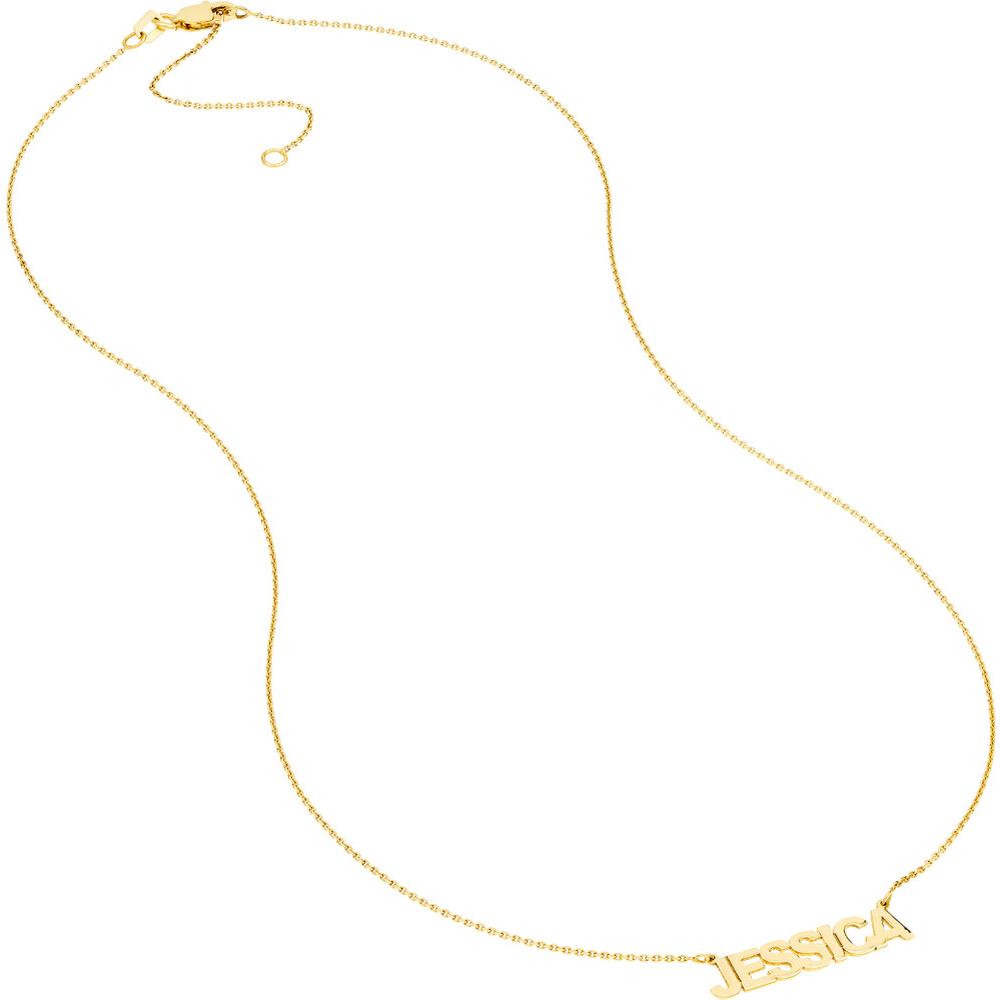 Olas d'Oro - 14K Yellow Gold 5mm Block Font Nameplate Necklace - Personalized with Custom Name
