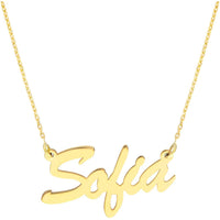 Olas d'Oro - 14K Yellow Gold 5mm Brush Font Nameplate Necklace Personalized Jewelry for Women