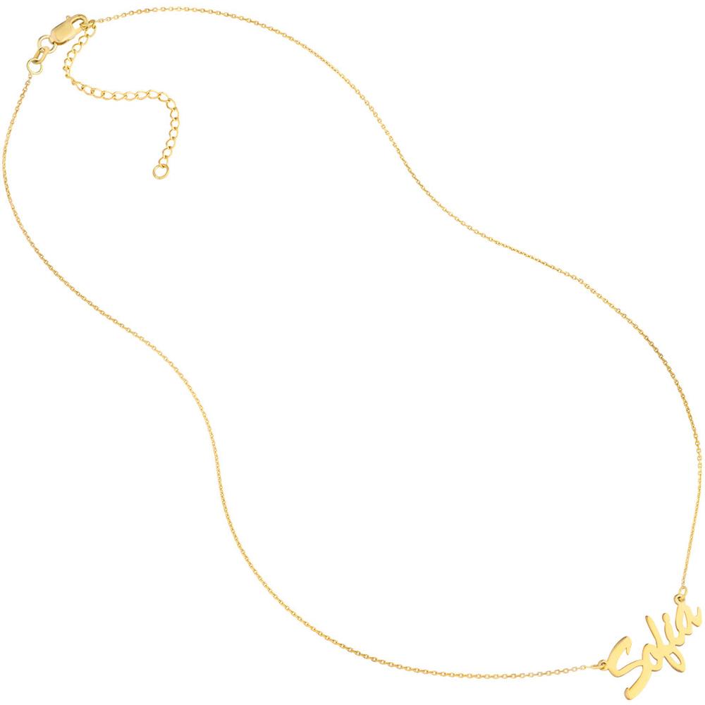 Olas d'Oro - 14K Yellow Gold 5mm Brush Font Nameplate Necklace Personalized Jewelry for Women