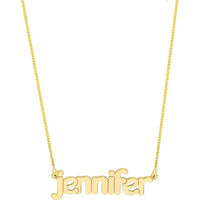 Olas d'Oro - 14K Yellow Gold 5mm Bubble Font Personalized Nameplate Necklace