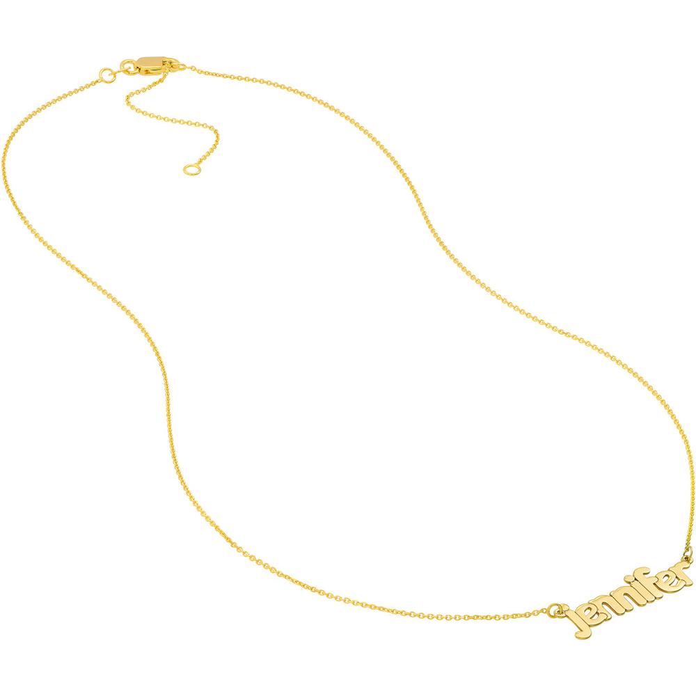 Olas d'Oro - 14K Yellow Gold 5mm Bubble Font Personalized Nameplate Necklace