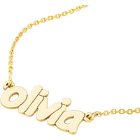 Olas d'Oro - 14K Yellow Gold 5mm Bubble Font Personalized Nameplate Necklace