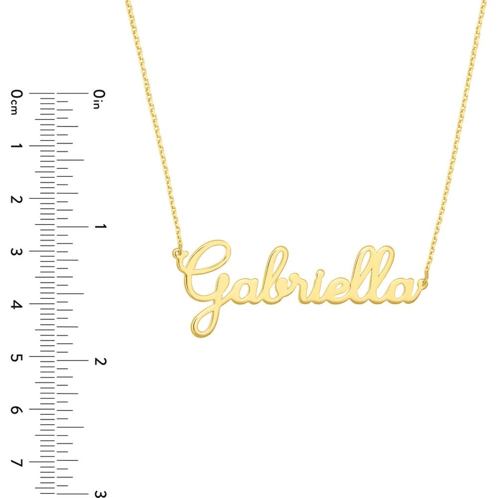 Olas d'Oro - 14K Yellow Gold 5mm Cursive Nameplate Necklace - Adjustable Length 16-18"