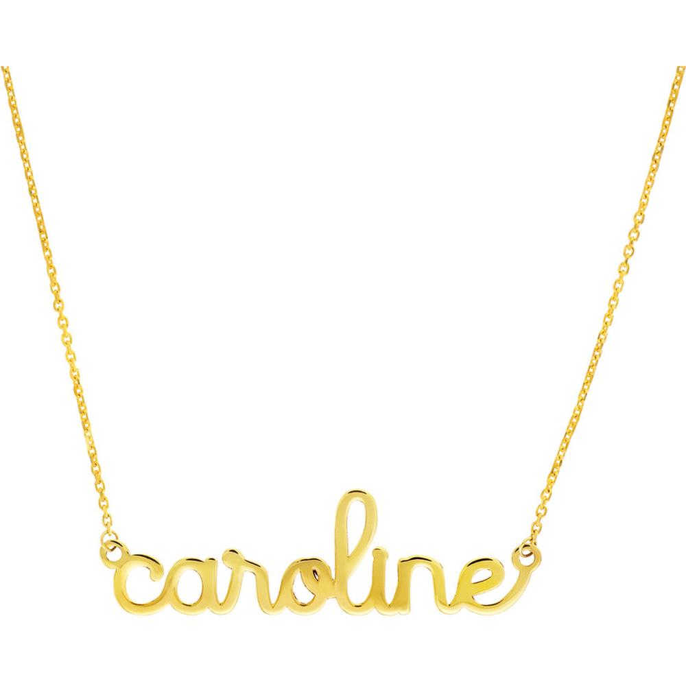 Olas d'Oro - 14K Yellow Gold 5mm Doodle Nameplate Necklace