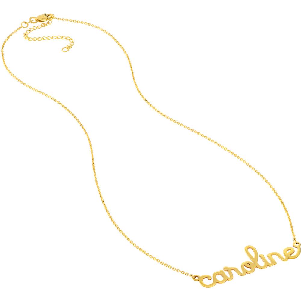 Olas d'Oro - 14K Yellow Gold 5mm Doodle Nameplate Necklace