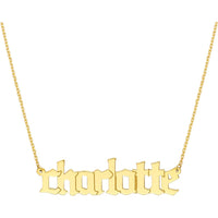 Olas d'Oro - 14K Yellow Gold 5mm Gothic Nameplate Necklace with Adjustable Length - 2.20 Grams