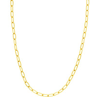 Olas d'Oro - 14K Yellow Gold 5mm Paper Clip Chain Necklace with Lobster Lock - 20 Inches