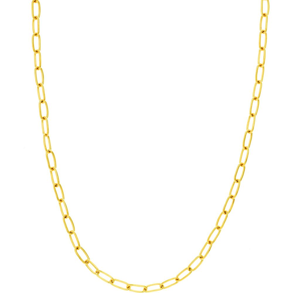 Olas d'Oro - 14K Yellow Gold 5mm Paper Clip Chain Necklace with Lobster Lock - 20 Inches