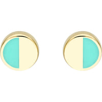 Olas d'Oro - 14K Yellow Gold 5mm Round Turquoise Enamel Stud Earrings