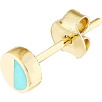 Olas d'Oro - 14K Yellow Gold 5mm Round Turquoise Enamel Stud Earrings