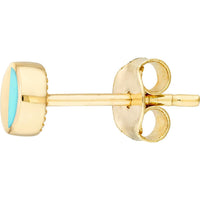 Olas d'Oro - 14K Yellow Gold 5mm Round Turquoise Enamel Stud Earrings